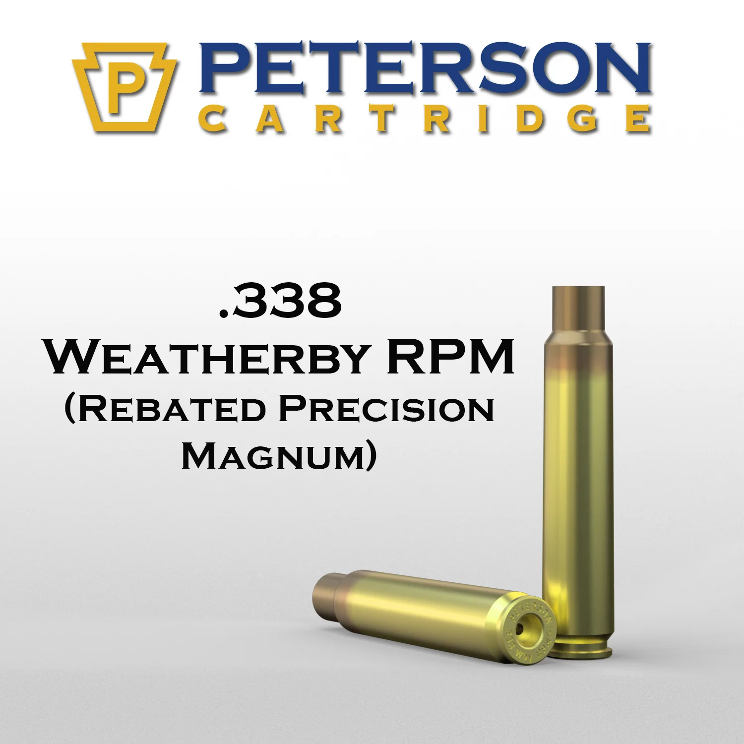 Peterson Cartridge 338 Weatherby RPM Unprimed Brass, 50ct