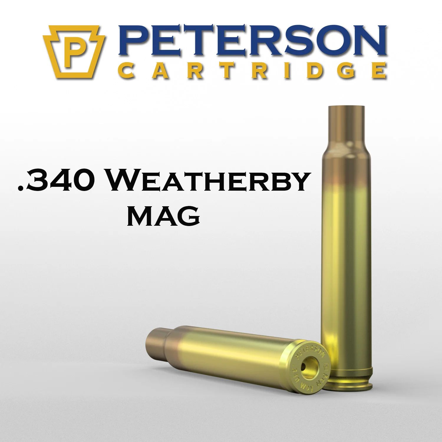 Peterson Cartridge 340 Weatherby Mag Unprimed Brass, 50ct
